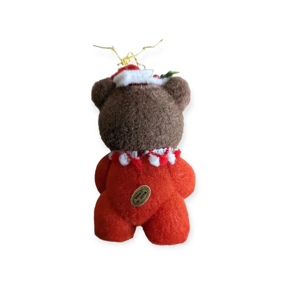 Vintage Jasco Christmas Teddies Flocked Ornament